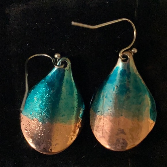 Handmade and hand painted copper earrings - Picture 3 of 4